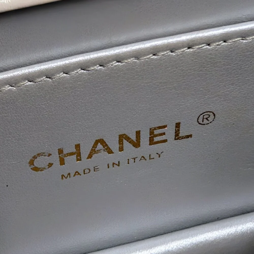 Chanel 19 White Lambskin Small Flap Bag with Pink/Blue Hardware - Picture 11 of 14
